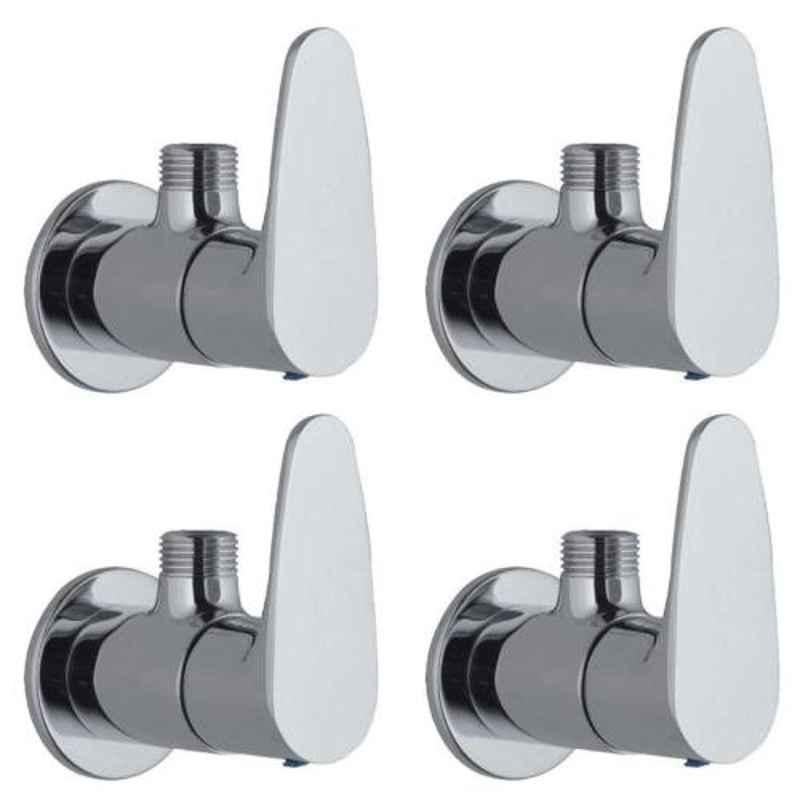 Drizzle Vista 4 Pcs Brass Chrome Finish Silver Angle Valve Set, AANGLEVISTA4