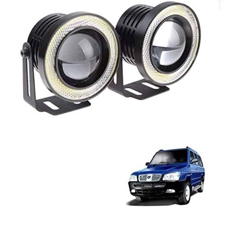 Kozdiko 2 Pcs 15W 3.5 inch High Power White LED Projector COB Fog Light Set with White Angel Eye Ring for ICML Rhino, koz_89201