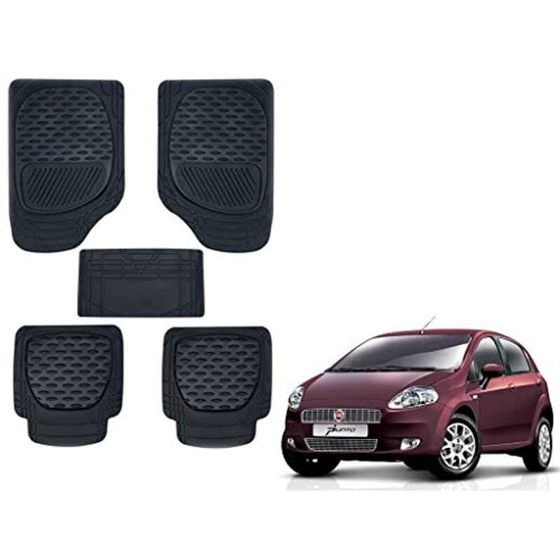 Kozdiko 6255TW 5 Pcs PVC & Rubber Black Car Mat Set for Fiat Punto