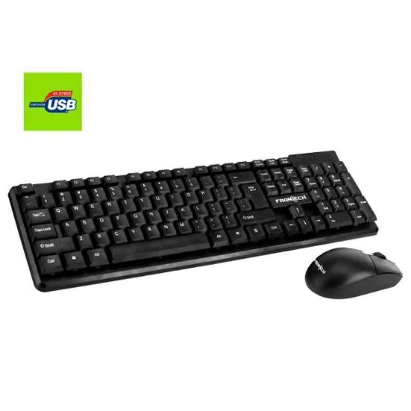 Frontech Black Wired Keyboard & Mouse Combo, FT-1692