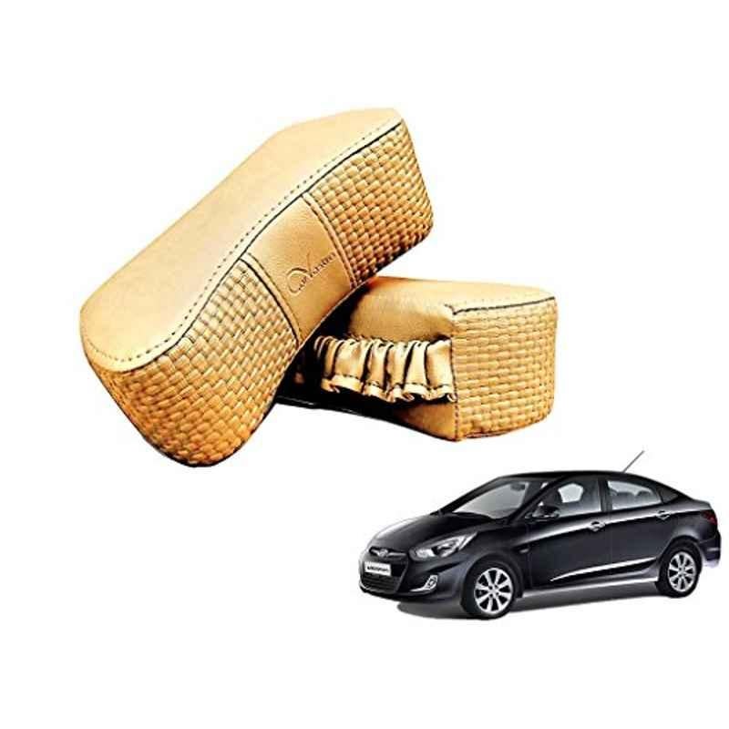 Kozdiko 2 Pcs Memory Foam Beige Luxurious Neck Rest Set for Hyundai Verna Fluidic, koz_38500