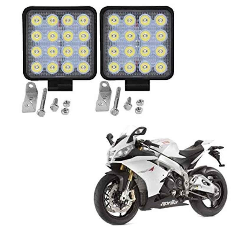 Kozdiko 2 Pcs 48W 16 LED Square Bright Beam White Fog Light Set for Aprilia RCV4-R-APRC, koz_92993