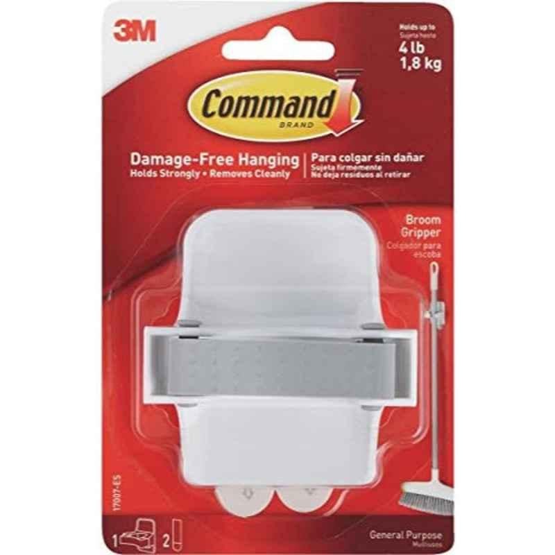 3M Command Large Plastic White Broom Gripper with Strips, 17007-ES
