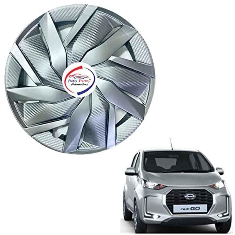 Auto Pearl 4 Pcs 13 inch ABS Silver EGS04 Hubcap Wheel Cover Set with Retention Ring for Daewoo Matiz