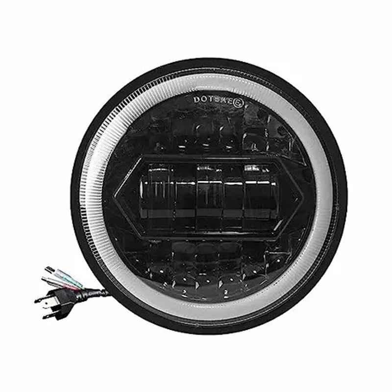 Oswin Gold OG-13-1 White Black 18x9x10 cm Ealuminum Alloy 75 W Bullet, Harley Davidson & Jeep Wrangler Led Headlight