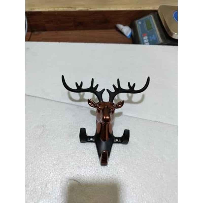 Plantex Key Holder for Home/Stylish Deer Shape Key Holder/Key Stand with 3 Hooks for Living Room (Rose Gold, Black)