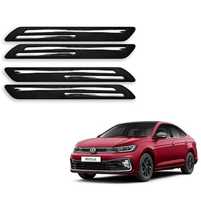 Kozdiko 4 Pcs Rubber Black Double Chrome Strips Car Bumper Protector Guard Set for Volkswagen Virtus