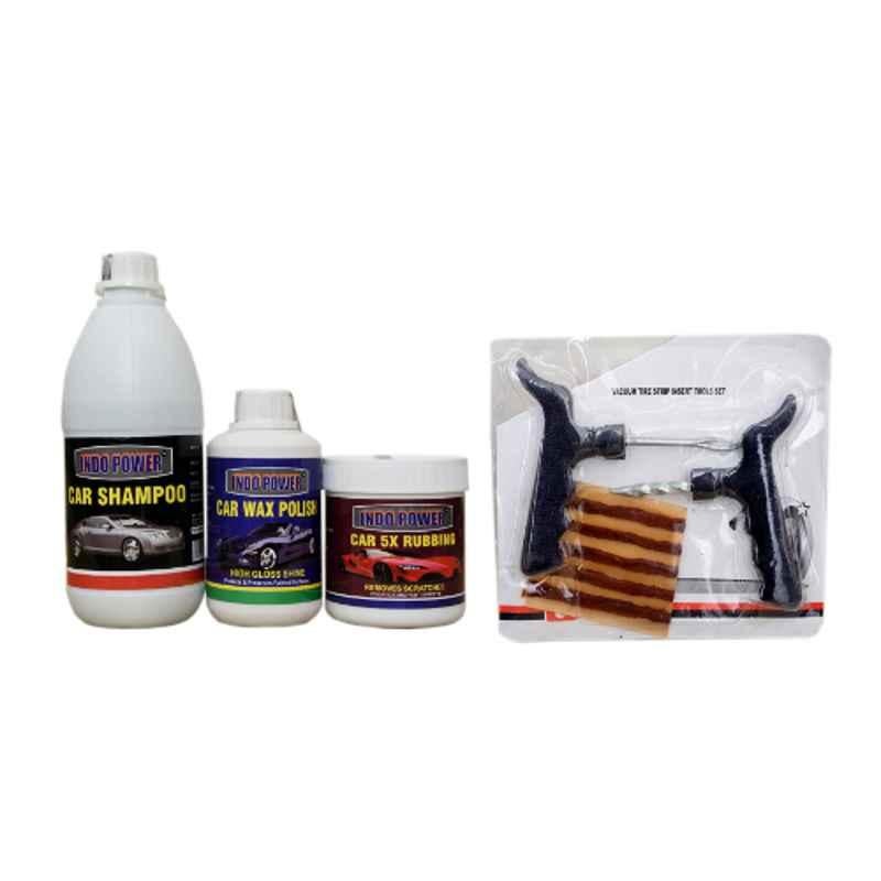 Indopower Ff617 Car Shampoo, Car 5X Rubbing Polish, Car Wax Polish, Tubeless Smart Panchar Kit, AHh619-picture-22