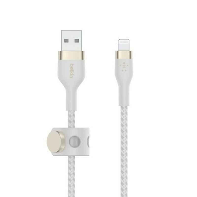 Belkin Boost Charge Pro 3m White USB-A Braided Silicone Cable, BL-CBL-BRD-SILICON-LTG-WHT-3M