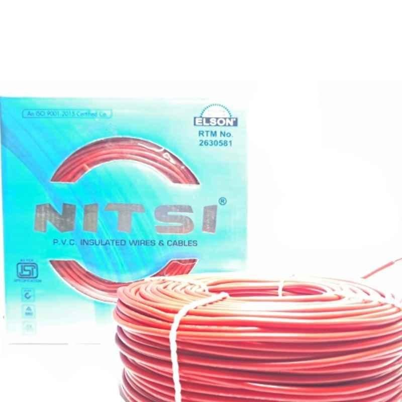 NITSI 1.5 Sqmm Single Core Red FR PVC Insulated CCR Copper Wire for Domestic & Industrial Purpose, Length: 91 m