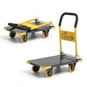Corvids 200kg Mild Steel Black Portable Folding Hand Platform Trolley with 360 deg Rotating & Locking Wheels