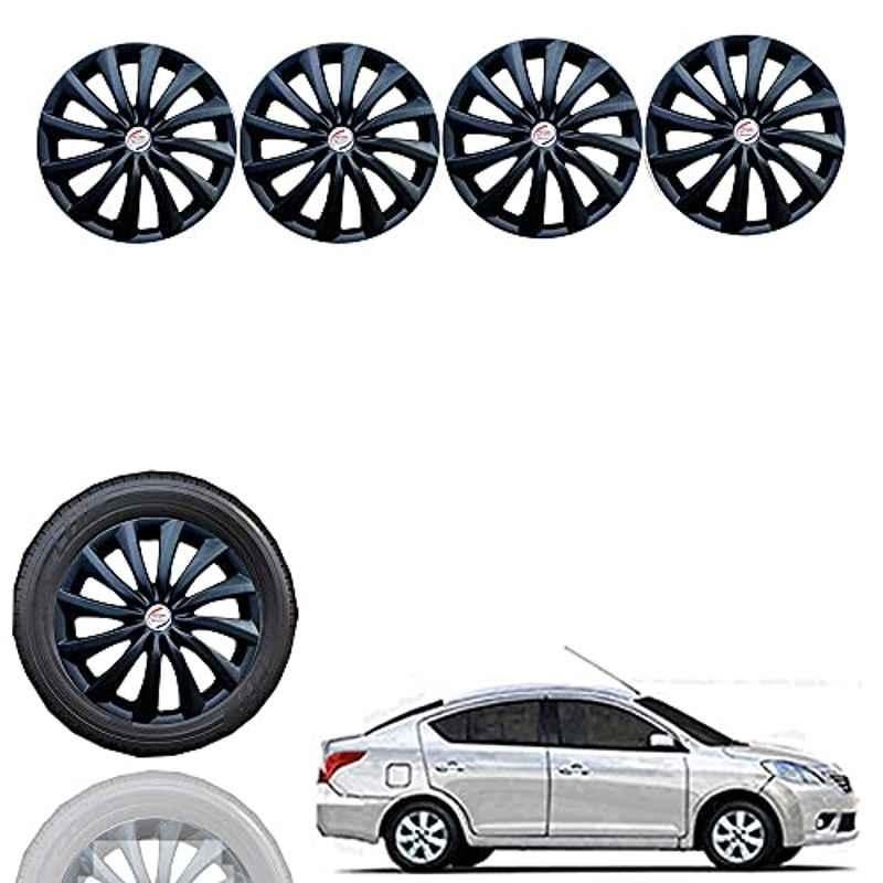 Auto Pearl 4 Pcs 14 inch Black Press Fitting Wheel Cover Set for Nissan Sunny