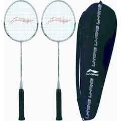 Li-Ning XP-80-IV 93g Grey & Green Strung Badminton Racquet with 1 Full Cover (Pack of 2)