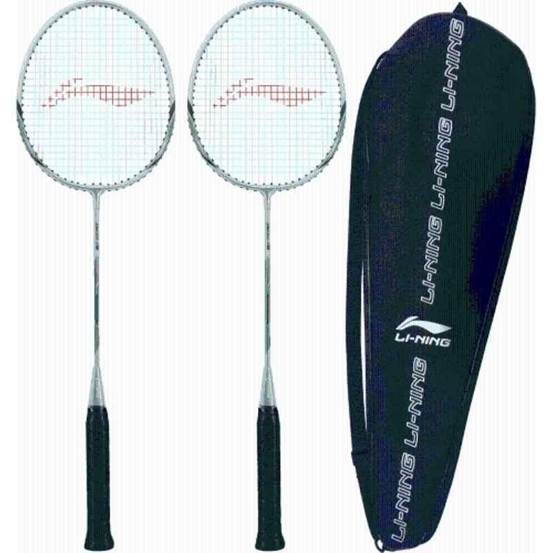 Li-Ning XP-80-IV 93g Grey & Green Strung Badminton Racquet with 1 Full Cover (Pack of 2)