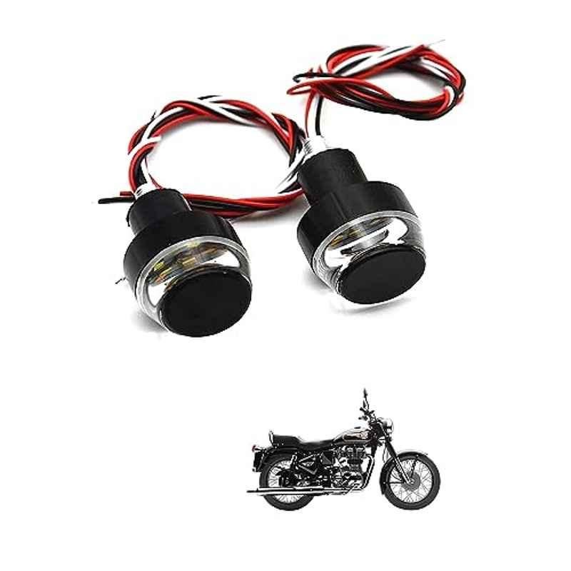 Kozdiko 2 Pcs Dual Colour Motorcycle LED Indicator Turn Signal Handle Bar Light Set for Royal Enfield Bullet 350