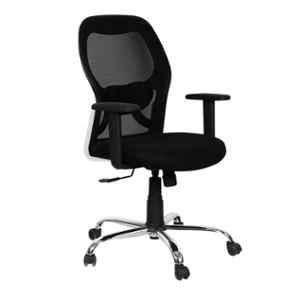 Woodberg Gravity Black Medium Back Breathable Mesh Fabric Revolving Office Chair, WBM112BL