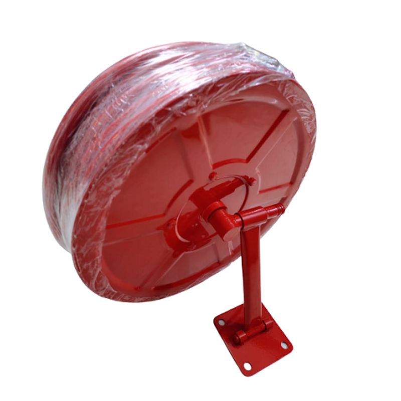 The Fire Company Compact Mild Steel Red Hose Reel Drum with 30m Thermoplastic Hose Pipe & Shutoff Nozzle