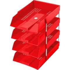 Omega 4 Compartment Plastic Red Office Tray, 1718PP
