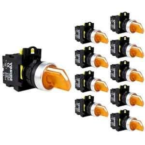 Yokins 22mm 220VAC 1NO Yellow 2 Position Illuminated Maintained Selector Switch,EB2M-A-10XD (Pack of 10)