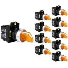 Yokins 22mm 220VAC 1NO Yellow 2 Position Illuminated Maintained Selector Switch,EB2M-A-10XD (Pack of 10)