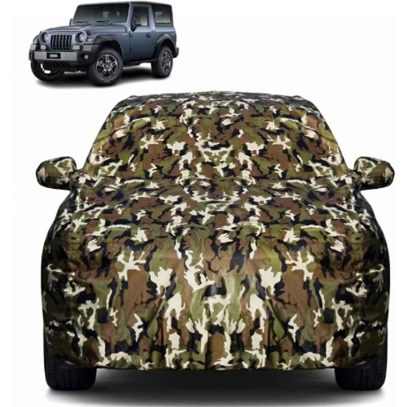 Allextreme Polyester Multicolour Camouflage Car Body Cover with Mirror Pocket for Mahindra Thar All Model & Years (2010-2025), PV_VLSV17
