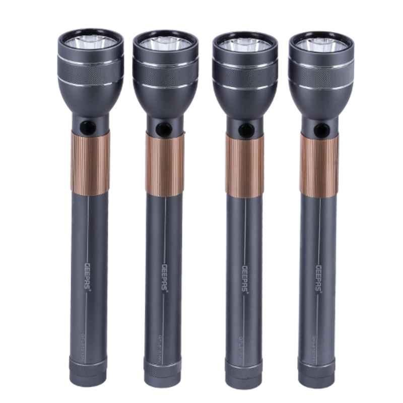 Geepas 1900mAh Aluminium Rechargeable LED Flashlight, GFL51015 (Pack of 4)