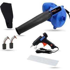 Walkers 800W Plastic Blue Electric Air Blower with Carbon Brushes, Gloves, Glue Gun & 5 Pcs Glue Sticks, WKCB205