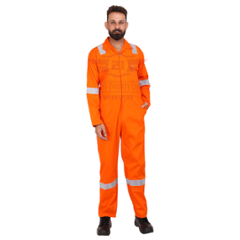 Club Twenty One Workwear Dubai Cotton Orange Reflective Safety Coverall, 2003, Size: XL