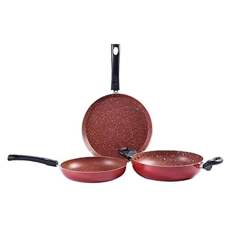 Wonderchef 3 Pcs Tivoli Aluminium Red Cookware Combo with 2 Years Warranty, 63154768