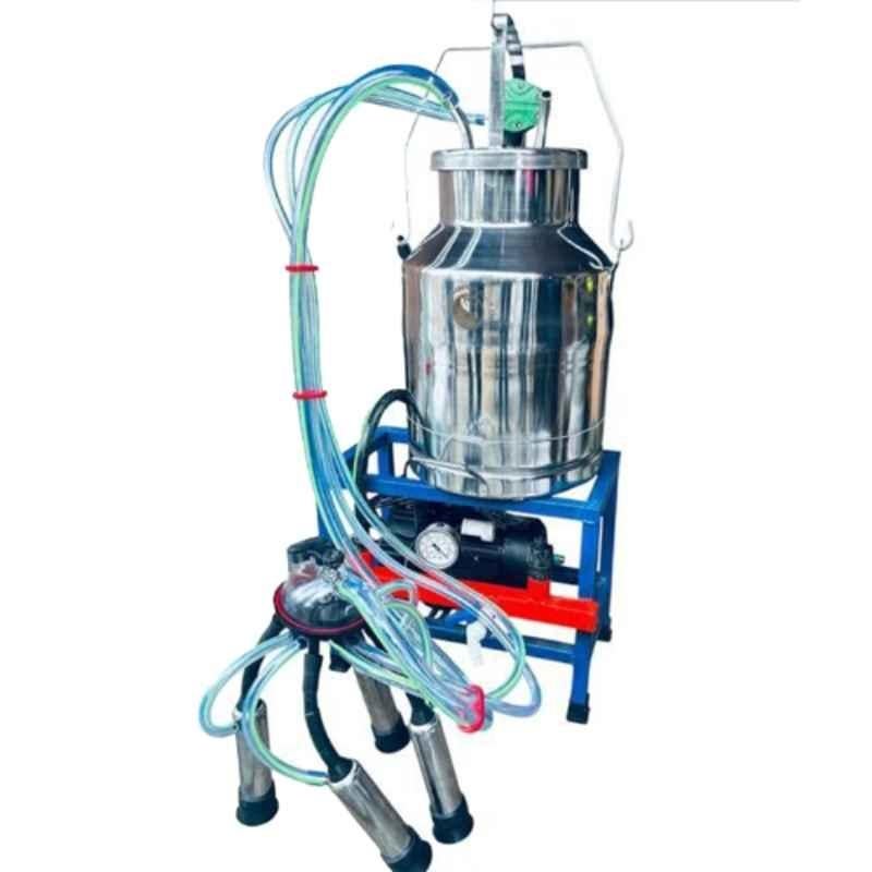 Vinspire 0.75HP 25 Liter Stainless Steel Automatic Milking Machine with Single Bucket & Advanced Trolley