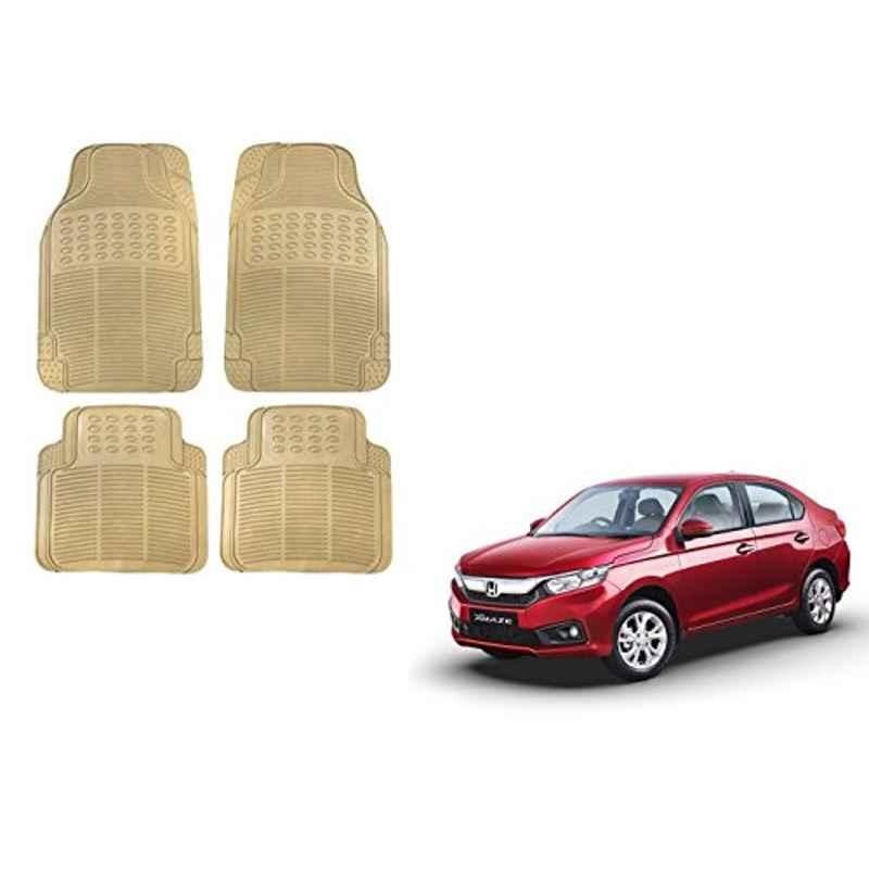 Kozdiko 4 Pcs Rubber Beige Car Simple Foot Mat Set for Tata Safari Dicor