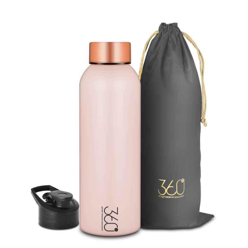 360 Love Aqua 1L Stainless Steel Single Wall Pink Water Bottle (Pack of 3)