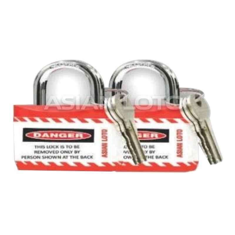 Asian Loto 2 Pcs Metal & Plastic Red Regular Shackle Jacket Padlock Set with 3 Keys, ALC-LPR