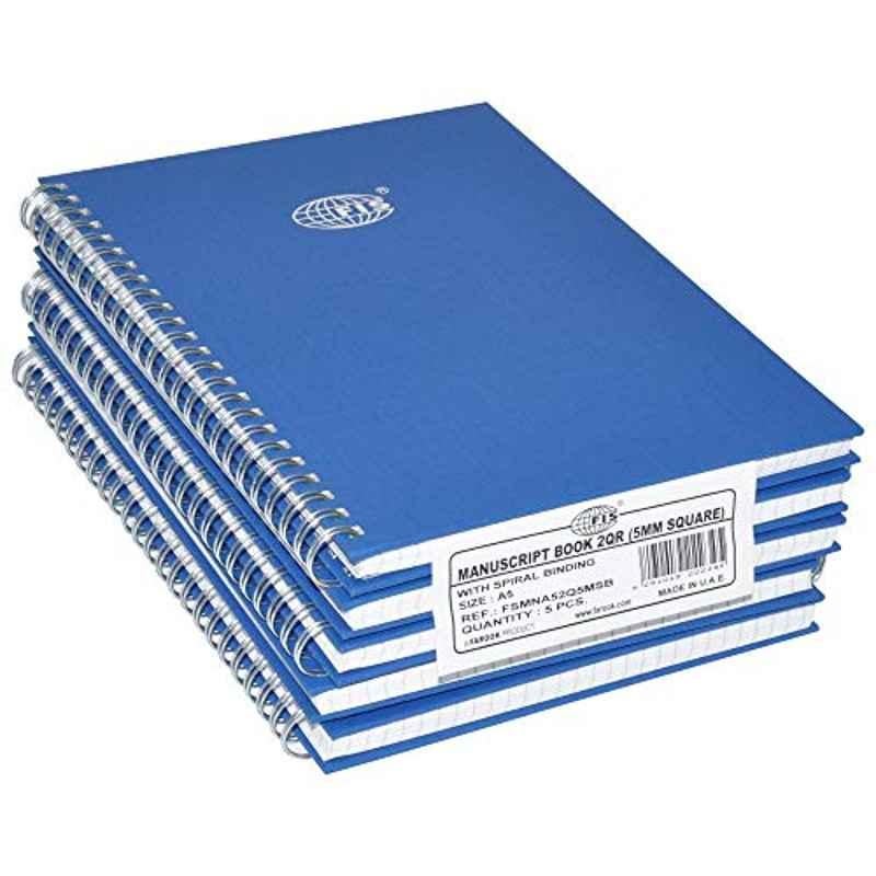 FIS 5 Pcs A5 96 Sheets Manuscript Spiral Notebook Set, FSMNA52Q5MSB
