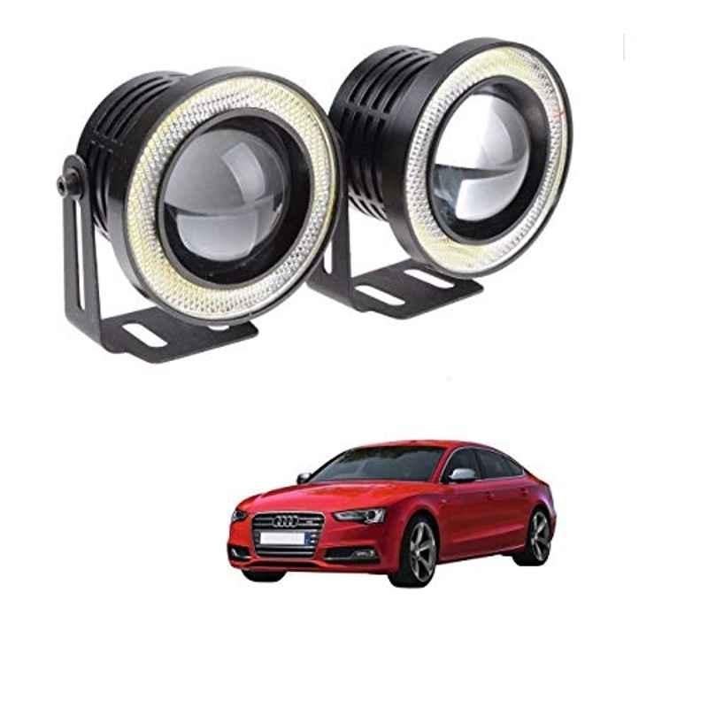 Kozdiko 2 Pcs 15W 3.5 inch High Power White LED Projector COB Fog Light Set with White Angel Eye Ring for Audi S5, koz_89277
