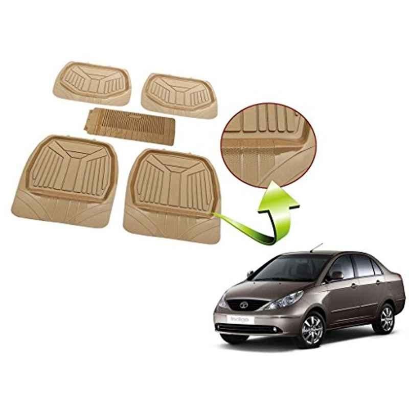 Kozdiko 5 Pcs Rubber Beige 3G Rubber Mat Set for Tata Indigo