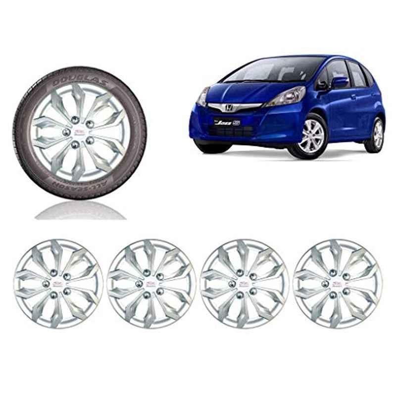 Auto Pearl 4 Pcs 15 inch ABS Silver Car Wheel Cover Set for Honda Jazz 15 S & V
