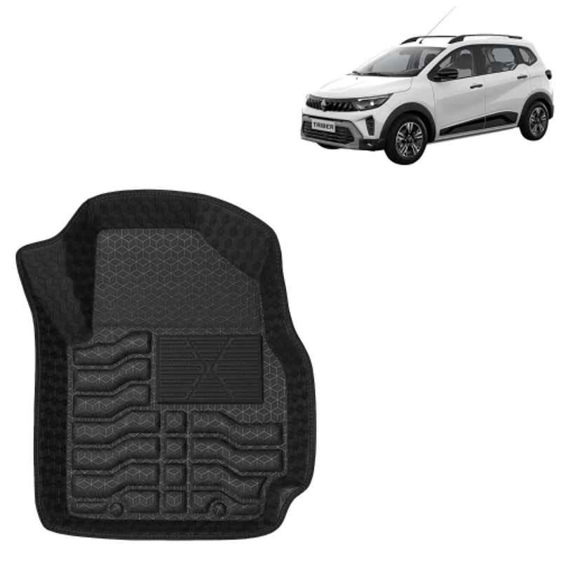 Kingsway 4 Pcs Premium 4.5D 100% Waterproof Tray Shape PVC Black Car Floor Mat Set for Renault Triber 2025 Onwards All Model