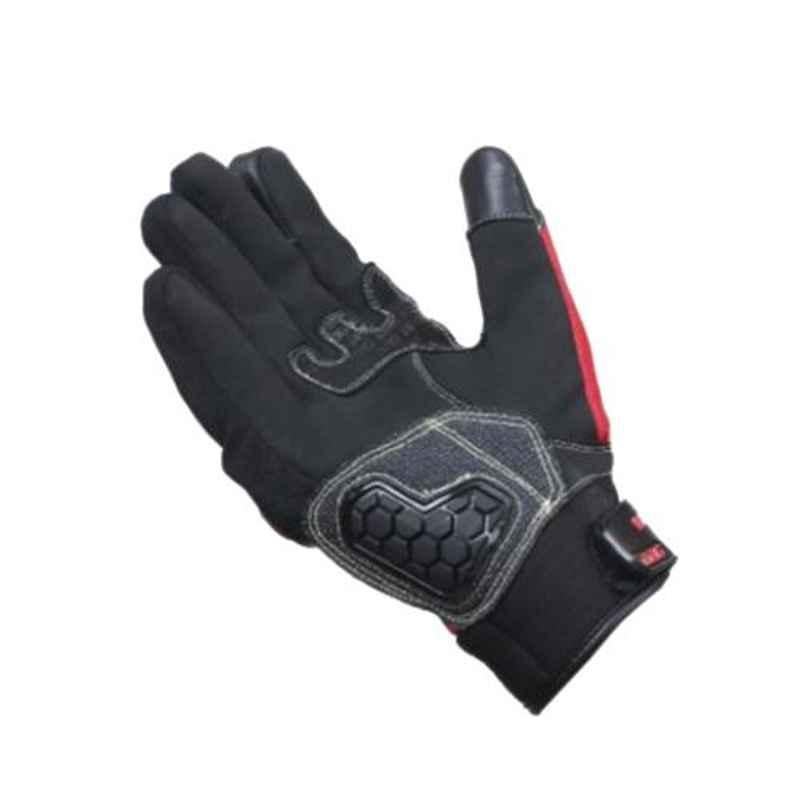 Biking Brotherhood Red Durable Leather & Nylon Mesh Breeze Gloves, Size: 2XL