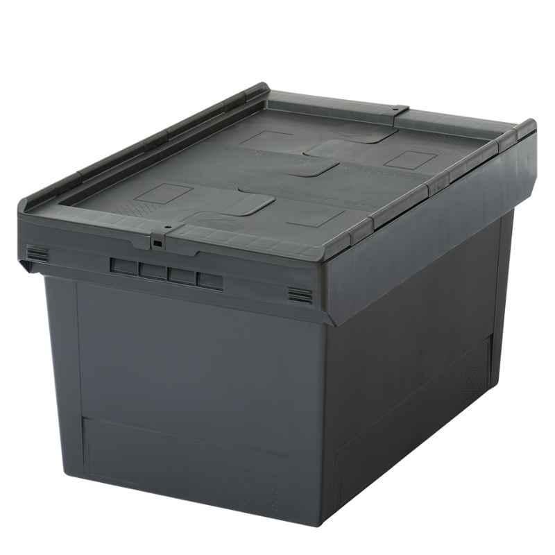 Bito 610x400x340 mm 31kg Recycled Polypropylene Black Multipurpose Container with Hinged Two Part Lid, C0402-0435