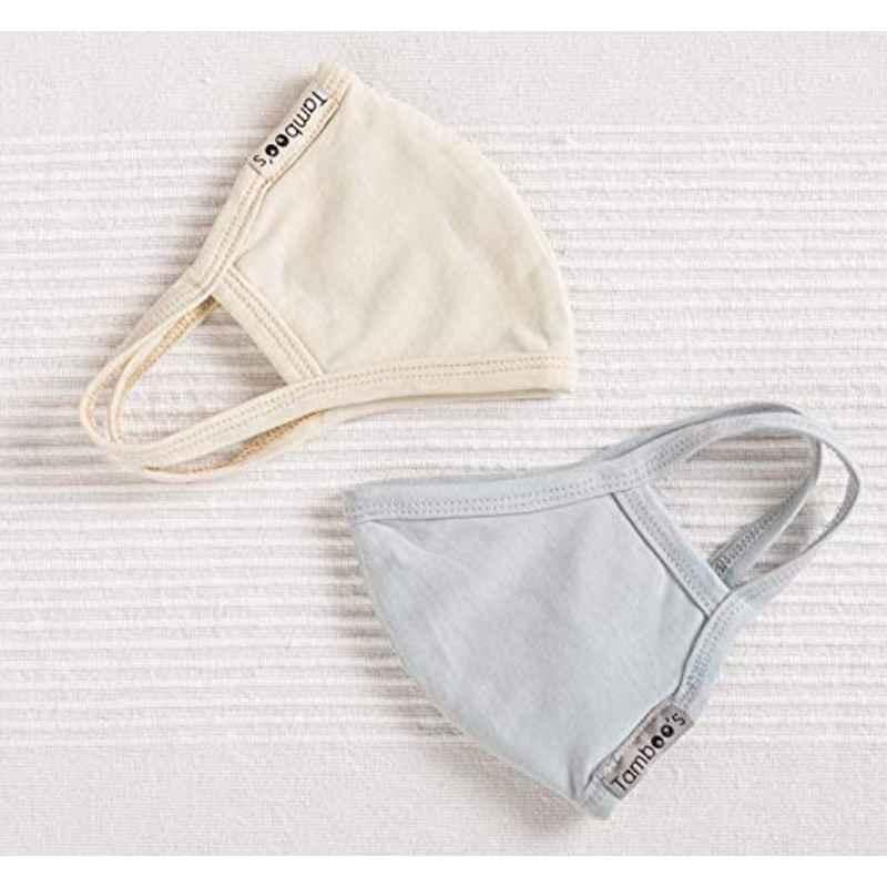 Tamboos Bamboo Cotton Beige Grey Washable & Reusable Mask (Pack of 2)