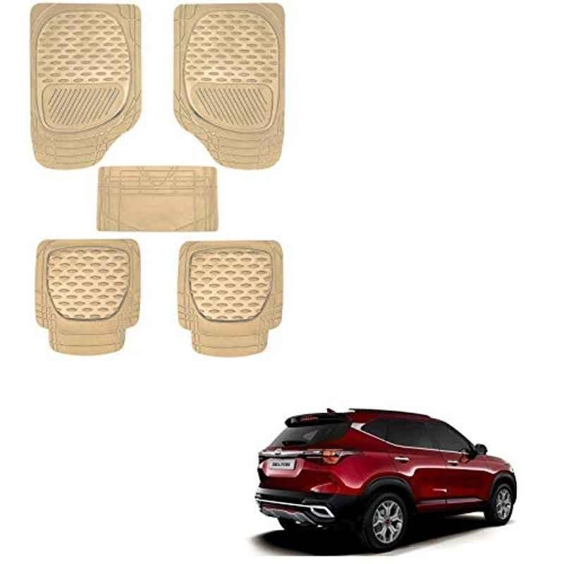 Kozdiko 6255 5 Pcs Rubber & PVC Beige Car Foot Mat Set for Mahindra Bolero
