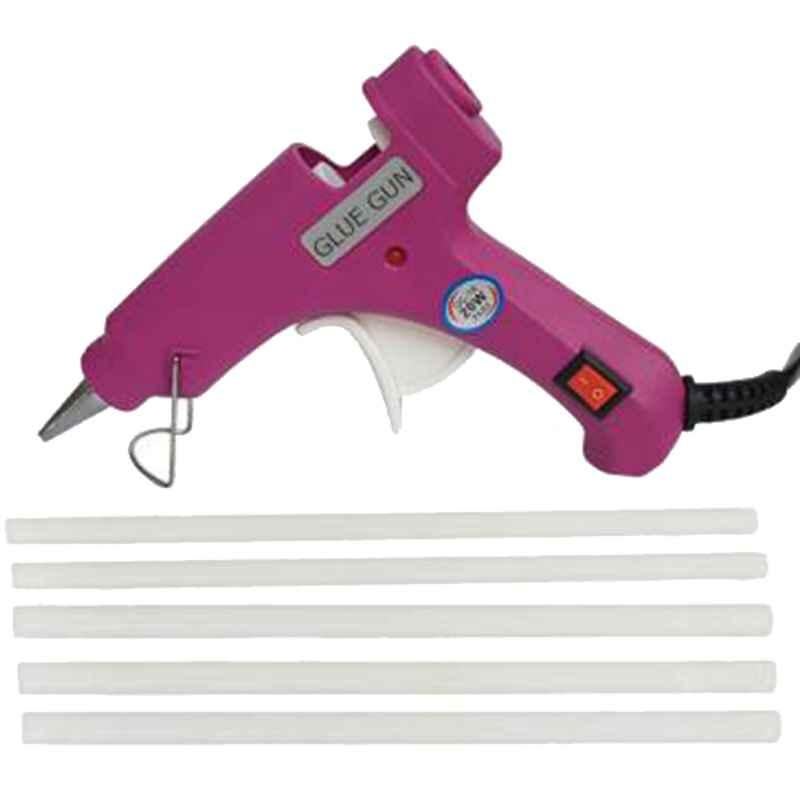 Gunstick 20W Purple Glue Gun with 4 Pcs Transparent Glue Sticks
