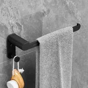 Plantex Space Aluminium Towel Hanger for Wash Basin/Towel Ring for Bathroom/Hand Towel Holder with Hooks/Bathroom Accessories Rich Black
