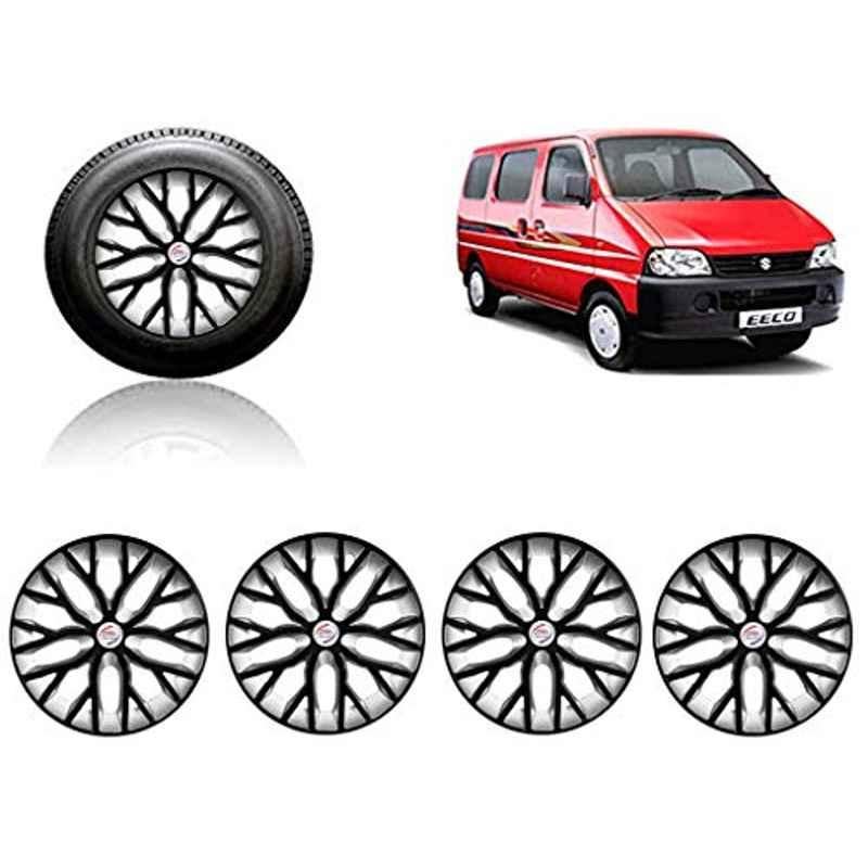 Auto Pearl 4 Pcs 13 inch ABS Black &a; Silver Press Type Fitting Car Wheel Cover Set for Maruti Suzuki Eeco-picture-24