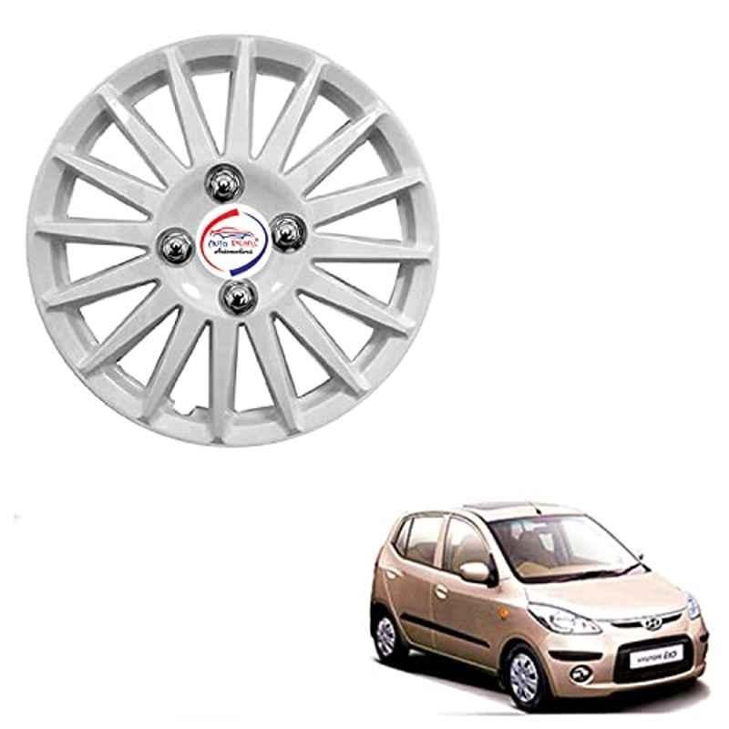 Auto Pearl 4 Pcs 13 inch ABS Camry Silver Press Type Hubcap Wheel Cover Set with Retention Ring for Hyundai I10 Type 1