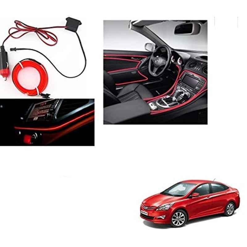 Kozdiko 12V Red Car Interior Decor Neon Strip Light for Hyundai Fluidic Verna 4s