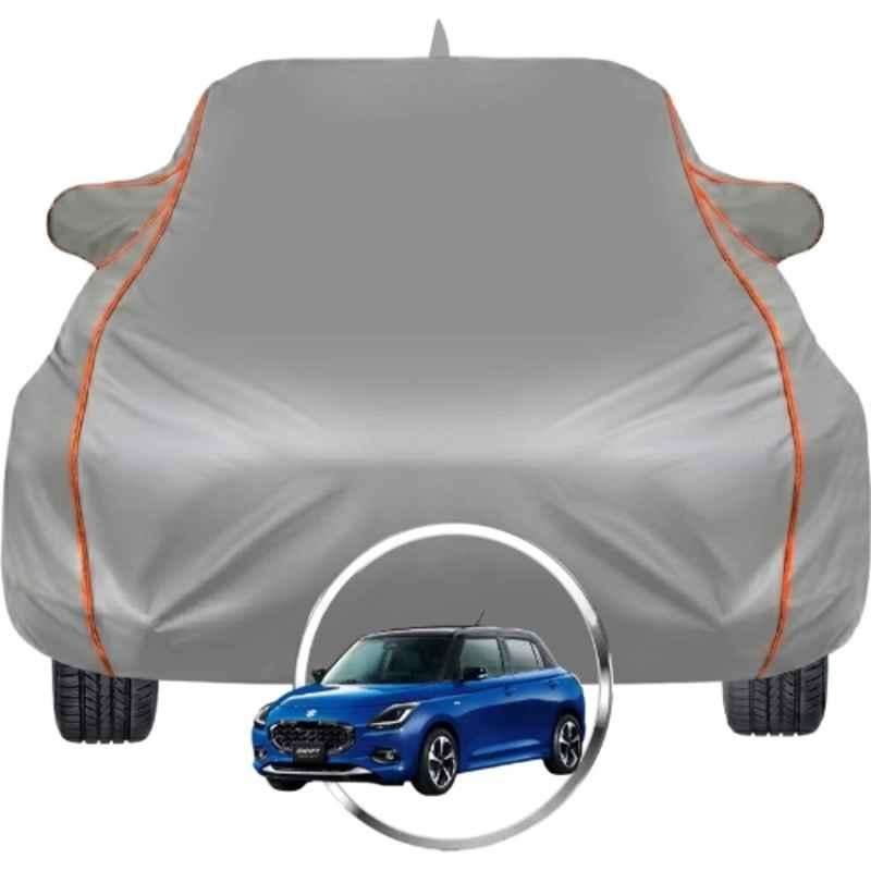 Allextreme Polyester Grey Car Cover with Triple Stitched Reflective Piping for Maruti Suzuki Swift Fits All Model & Year, MAR-SUZ-SWIFT-BLK