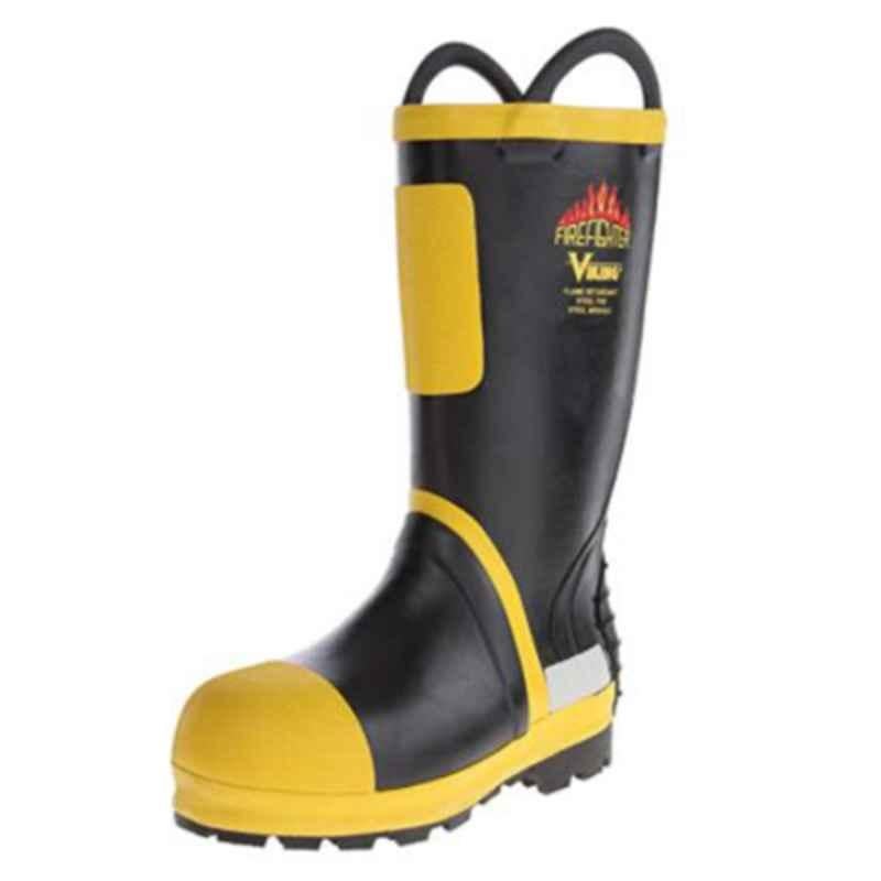 Naffco Black Steel Toe Safety Fire Fighting Boots, Size: 43