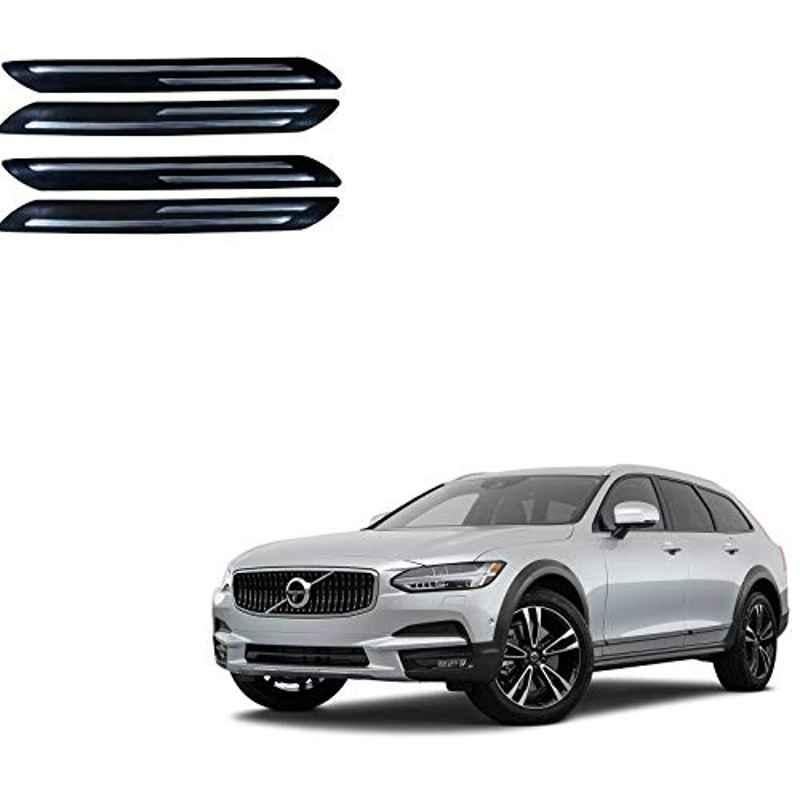 Kozdiko 4 Pcs PVC Black Double Chrome Finish Car Bumper Protector Set for Volvo V90